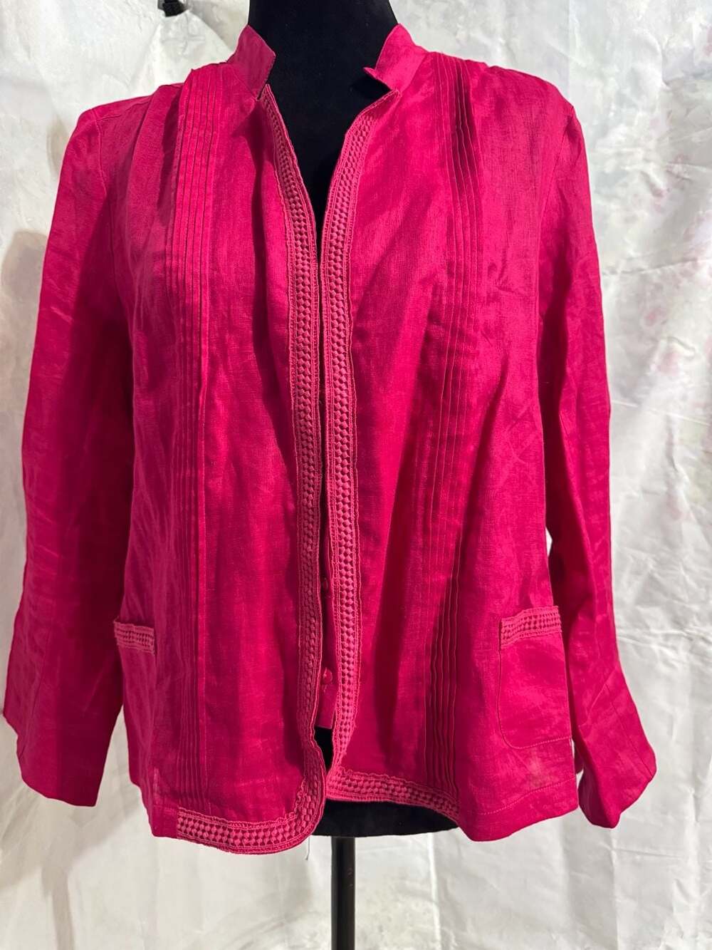 Gerard Darel Pink 100% Linen Pleated Jacket Size 44
